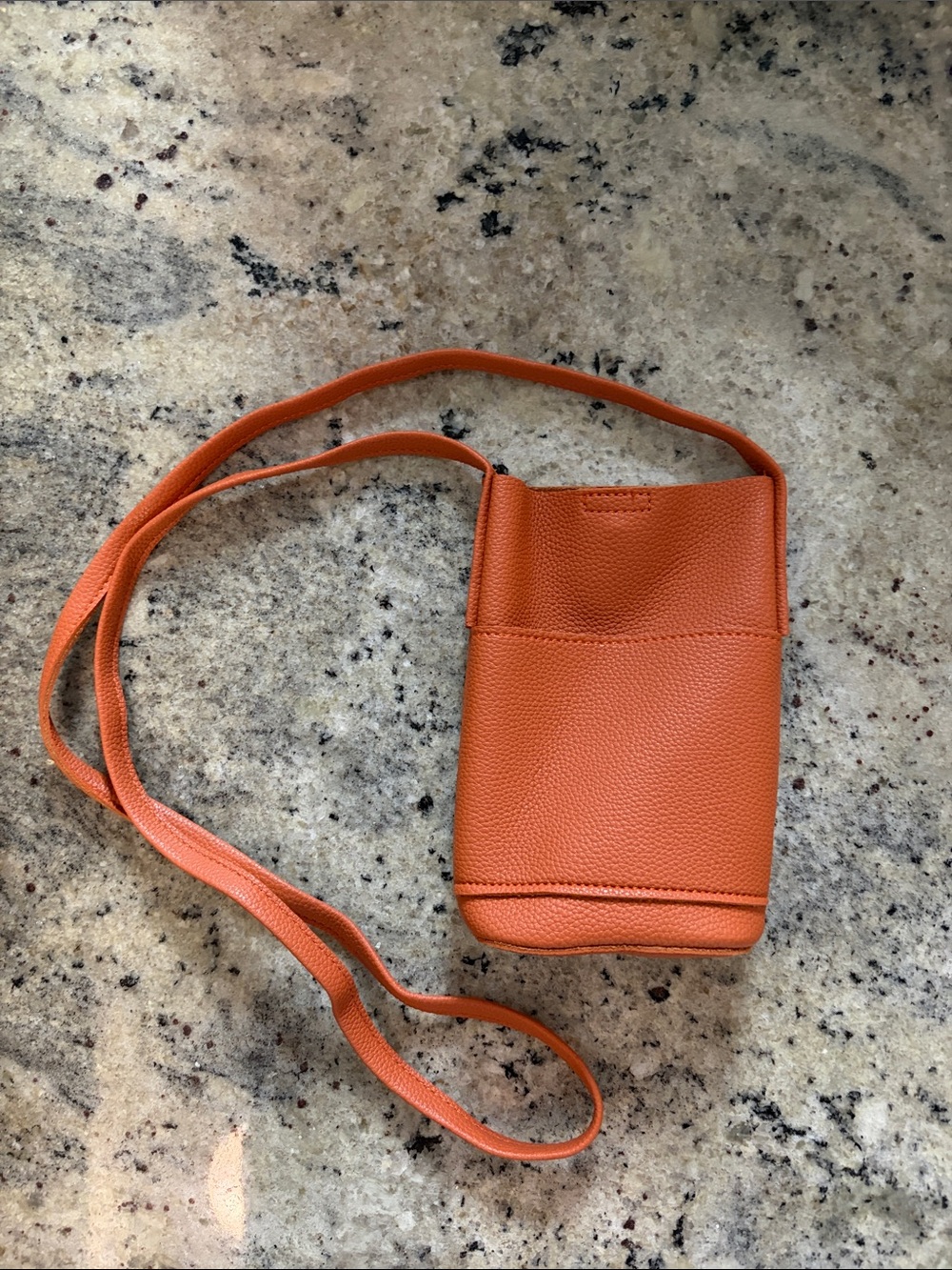 Women's Orange Vegan Leather Crossbody Small Phone Bag
